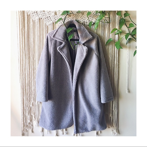 Faux Fur Grey Shawl Coat